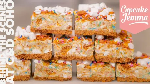 BTS at Crumbs and Doily Soho with Giuseppe and Julie Making Cereal Rocky Road Biscoff