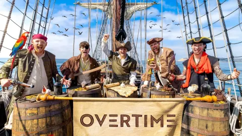 Pirate Overtime Takes Over the Desk With Sparky and the Guy Beard Twins