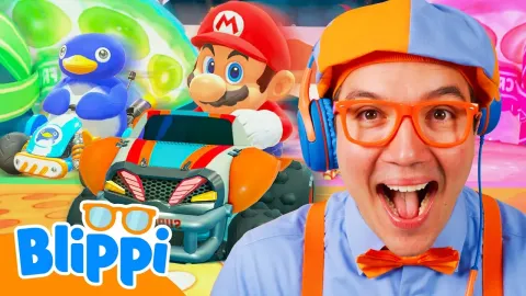 Penguin Races Monster Trucks in Mario Kart World Fun for Kids