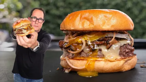 The Ultimate Dream Burger with Ribeye, Short Rib, and Bone Marrow