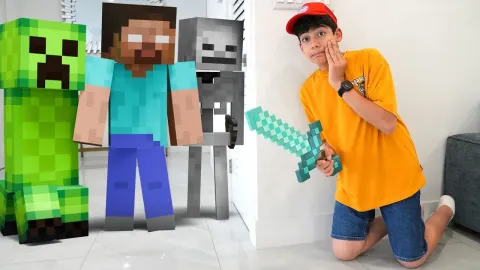Minecraft Adventure with Creepers and Lava Challenges