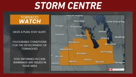 Tornado Watch Issued for Prairie Regions as Severe Storms Develop