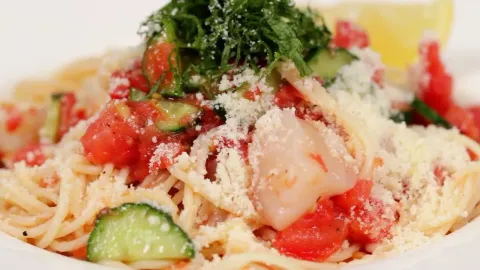 Chilled Tomato Capellini Pasta Recipe with Frozen Tomatoes