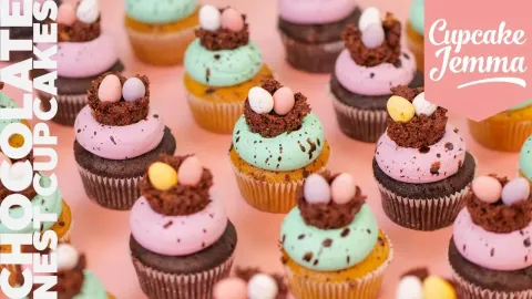 How to Make Easter Chocolate Nest Cupcakes with Vanilla Sponge and Buttercream