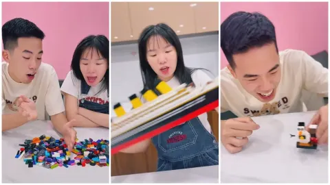 Building the Titanic Lego Set with Siblings