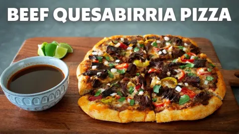 Beef Quesabirria Pizza with Consommé Dip Recipe