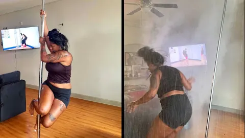 Woman Attempts Pole Dancing at Home with Unexpected Results