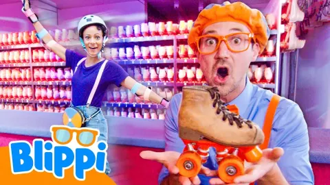 Blippi and Meekah Learn to Roller Skate at a Fun Rink