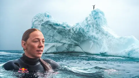 Cliff Diver Attempts a Backflip From a Giant Iceberg in Freezing Arctic Waters
