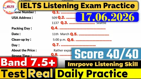 IELTS Listening Practice Test with Answers for June 2026