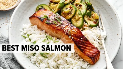 Easy Miso Salmon Recipe with Ginger Rice and Asian Cucumber Salad for a Quick Weeknight Dinner