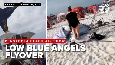 Blue Angels Low Flyover at Pensacola Beach Sends Tents Flying and Shocks Crowd