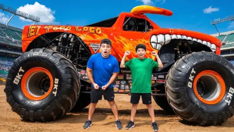 Jason and Alex Explore Monster Jam Trucks and Meet the Drivers