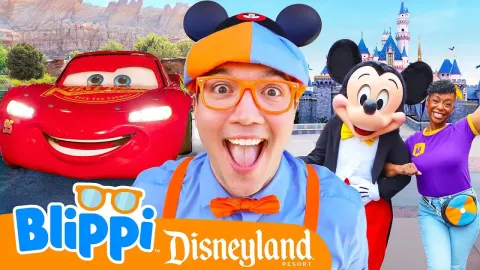 Blippi Explores Disneyland Vehicles and Rides in a Fun Adventure