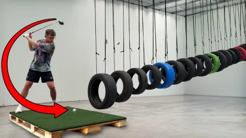 Golf Ball Through 20 Tires: A Wild Warehouse Challenge