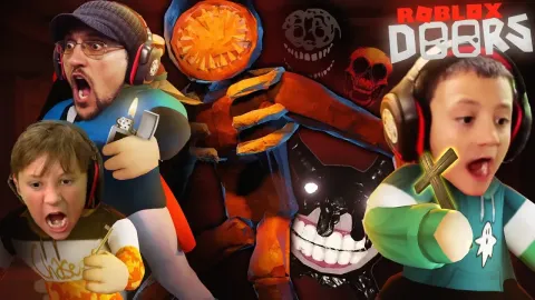 Roblox Doors Gameplay Highlights Featuring FGTeeV Crew Exploring Hotel Floor 1