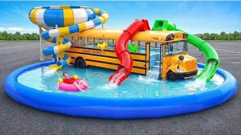 School Bus Transformed Into an Epic Water Park Adventure
