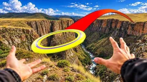 Can an Aerobie Pro Ring Be Caught Across a 222 Meter Canyon