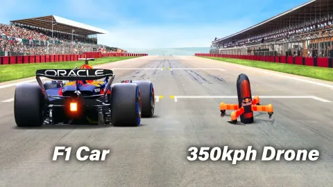 World's Fastest Camera Drone Chases an F1 Car Driven by Max Verstappen