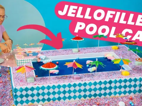 How to Make a Jello-Filled Swimming Pool Cake with Marshmallow Floaties