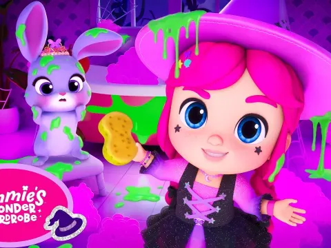 Super Witch Emmie Casts Magic Potion for Halloween Bathroom Cleanup Fun