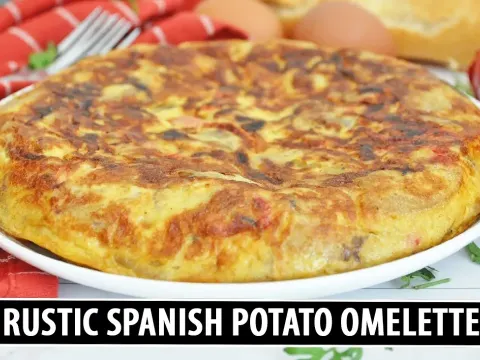 Rustic Spanish Tortilla with Peppers and Potatoes Made Easy in One Pan