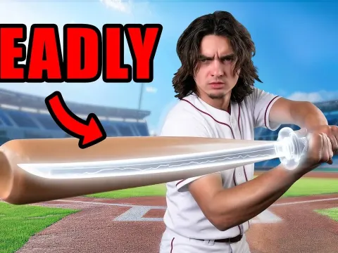 Watch a Baseball Bat Turn Into a Hidden Katana Sword in Mid Swing Thanks to a Clever Magnetic Re