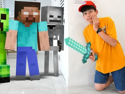 Minecraft Adventure with Creepers and Lava Challenges