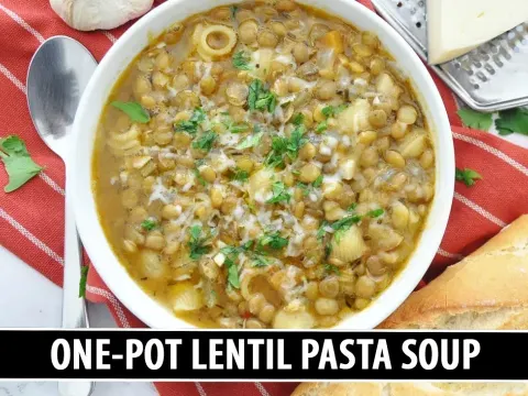 How to Make Heart-Healthy Lentil Pasta Soup in 40 Minutes