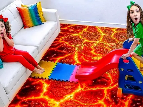 Sierra Saves Her Little Sister from Danger in The Floor Is Lava Game
