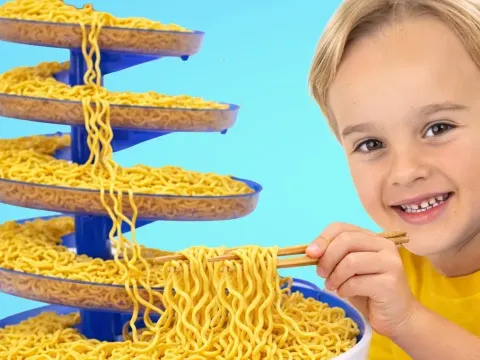 Kids Make Rainbow Noodles for Uncle