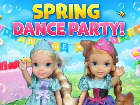 A Spring Dance Party with Elsa, Anna, and Barbie Dolls
