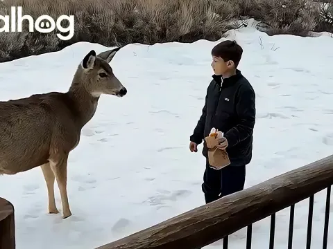 Mule Deer Approach Family in Wyoming Seeking Human Food