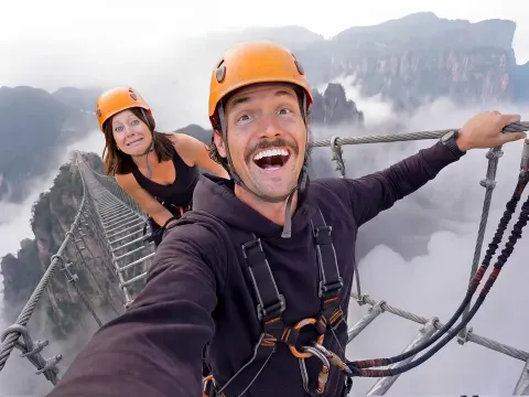 Climbing China's Highest Ladder in the Avatar Mountains