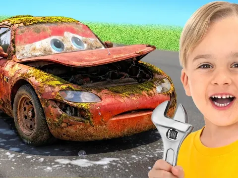 Restoring a Lightning McQueen Toy Car with Vlad and Niki
