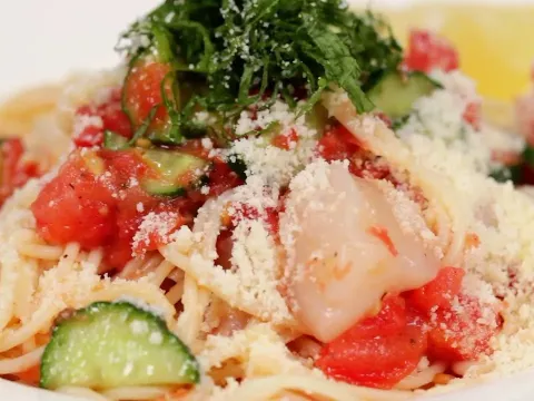 Chilled Tomato Capellini Pasta Recipe with Frozen Tomatoes