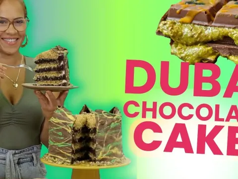 Dubai Chocolate Bar Inspired Cake Recipe with Pistachio and Tahini