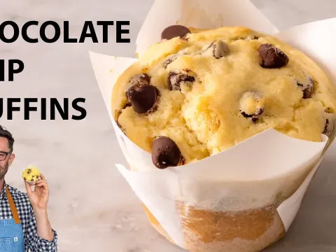 How to Make Bakery Style Chocolate Chip Muffins at Home