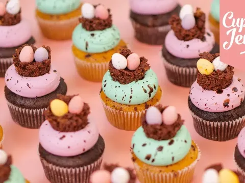 How to Make Easter Chocolate Nest Cupcakes with Vanilla Sponge and Buttercream