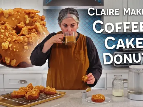 Claire Saffitz Creates the Ultimate Coffee Donut with Glaze and Crunchy Sprinkles