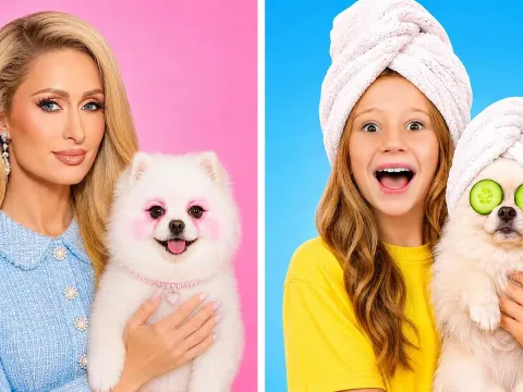 Nastya and Paris Hilton Team Up for a Fun Pet Care Adventure