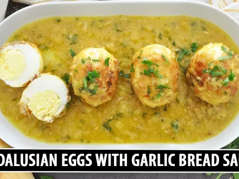 Andalusian Eggs with Garlic Bread Sauce: A Traditional Spanish Recipe from Zuheros