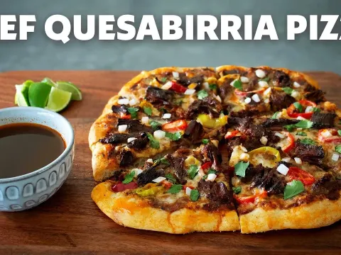 Beef Quesabirria Pizza with Consommé Dip Recipe