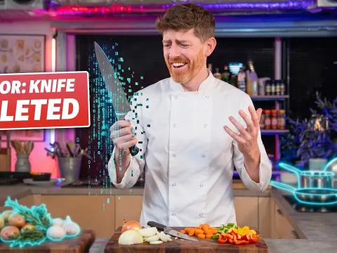 Chef and Home Cook Battle a Random Sabotage Generator in the Kitchen