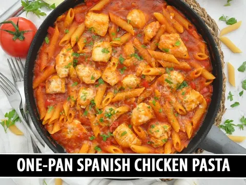 One-Pan Spanish Chicken Pasta Recipe Ready in 30 Minutes with Rich Simmered Flavor