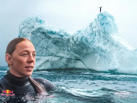 Cliff Diver Attempts a Backflip From a Giant Iceberg in Freezing Arctic Waters