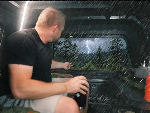 Surviving a Powerful Storm During a Truck Camping Trip in Heavy Rain