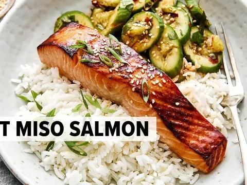Easy Miso Salmon Recipe with Ginger Rice and Asian Cucumber Salad for a Quick Weeknight Dinner