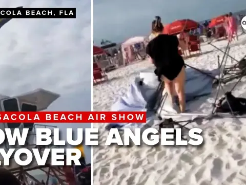 Blue Angels Low Flyover at Pensacola Beach Sends Tents Flying and Shocks Crowd