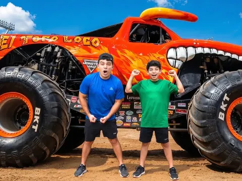 Jason and Alex Explore Monster Jam Trucks and Meet the Drivers